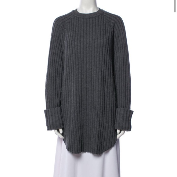 ROUCHA Charcoal Grey Oversized Wool Crew neck  Tunic Sweater - Picture 1 of 3